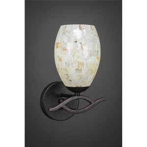 Toltec Lighting Revo 1 - Light Sconce in  Dark Granite with 5" Ivory Glaze Seashell Shade - 1 of 1