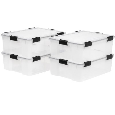 IRIS USA 2 Pack 103qt WEATHERPRO Airtight Wheeled Plastic Storage Bin with  Lid and Seal and Secure Latching Buckles, Pull Handle 