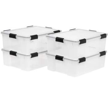 IRIS USA 45 Quart Plastic Storage Box with Buckles, Pearl, Set of 4storage  storage boxes storage box - AliExpress