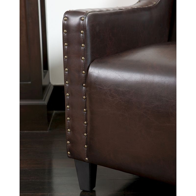 Gabriel Tufted Bonded Leather Club Chair Brown - Christopher Knight Home, 3 of 6