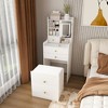 3-in-1 Space Saving Dressing Table with LED Mirror - Compact Makeup Vanity Set with 4 Drawers White - 2 of 4