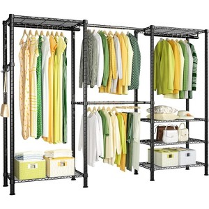 Homdox Heavy Duty Clothes Rack 870LBS - Extendable Rod, Adjustable Portable Garment Organizer, Freestanding Closet System 13.78"Dx90"Wx71"H Black - 1 of 4