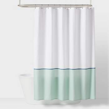 Kids' Shower Curtain White with Teal border - Pillowfort™