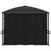 vidaXL Classic Styled Gazebo with UV-Resistant Polycarbonate Roof and Adjustable Polyester Curtains - 157.5"x118.1"x104.3" Anthracite - 3 of 4