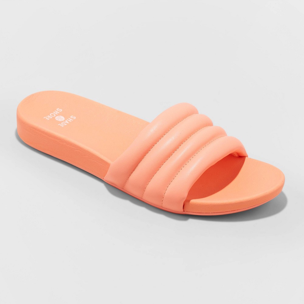 Women's Kendra Single Band Slide Sandals - Shade & Shore Coral Orange 9