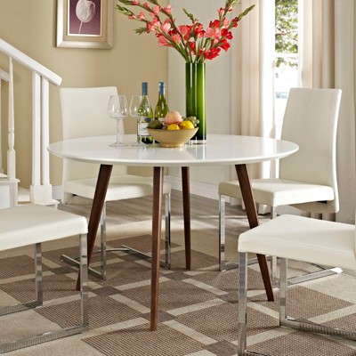 Canvas 47" White Round Ash Wood Dining Table