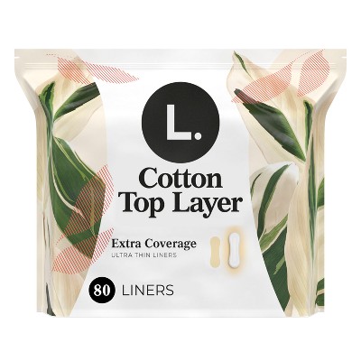 L . Cotton Topsheet Ultra Thin Extra Coverage Panty Liners - 80ct