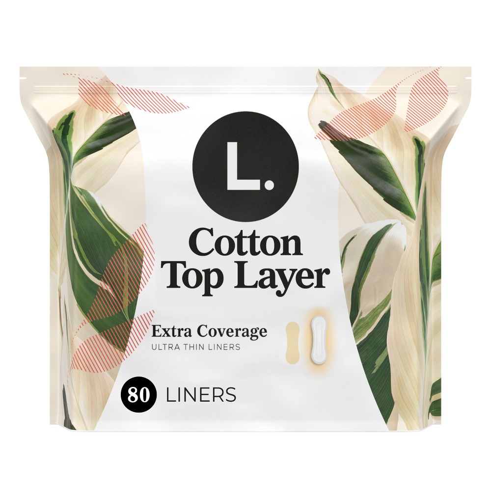 L . Cotton Topsheet Ultra Thin Extra Coverage Panty Liners - 80ct