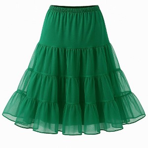 Malco Modes Tea-Length Petticoat Skirt – Fluffy Vintage 50s Crinoline Underskirt for Dresses, Costumes & Halloween Costume- Light Blue - 1 of 4