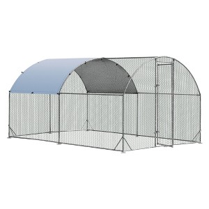 Tangkula Large Metal Chicken Coop Outdoor Galvanized Dome Cage w/ Cover 9 ft x 12.5 ft - 1 of 4