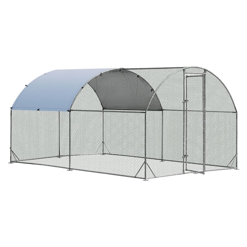 Tangkula Large Metal Chicken Coop Outdoor Galvanized Dome Cage w/ Cover 9 ft x 12.5 ft, 1 of 8