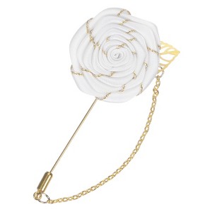 Unique Bargains Wedding Rose Men Suit Boutonnieres Lapel Pin 1 Pc - 1 of 4