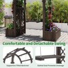 Wood Garden Arbor with Planter Boxes and Swing Outdoor Arch Trellis with Pergola for Climbing Plants Vines Grapes Backyard Wedding Party Decor - 4 of 4