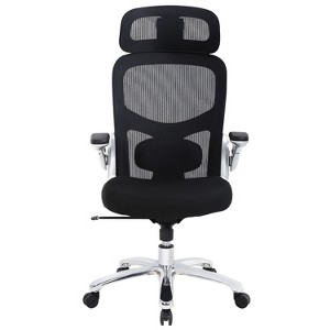FDW Big and Tall Office Chair Home Office Chair & Sofa Desk Chair with Lumbar Support Flip UP Arms Headrest High Back Ergonomic Mesh Chair, Black - 1 of 4