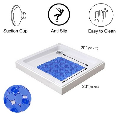 Navy Blue PVC Square Non-Slip Shower Mat 20" x 20"