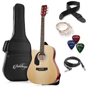 Ashthorpe Left-Handed Full-Size Cutaway Dreadnought Acoustic Electric Guitar Package with Premium Tonewoods - 1 of 4
