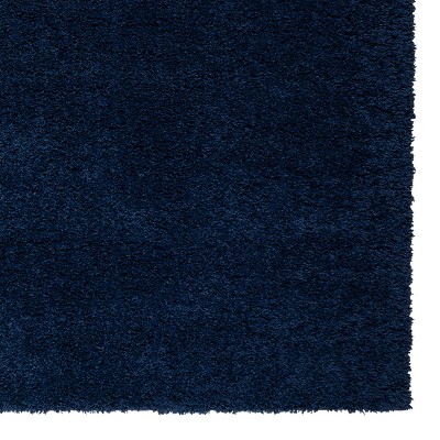 Solid Navy Rectangular 8' x 10' Synthetic Shag Area Rug