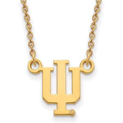Black Bow Jewelry 14k Yellow Gold Plated Sterling Silver Indiana Hoosiers NCAA Necklace 18 Inch