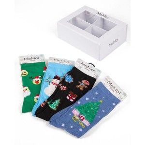 Memoi 4 Pair Women's Christmas Novelty Crew Socks Gift Set Multi 9-11 - 1 of 4