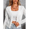 Coolmee Women's Long Sleeve Cropped Cardigan Sweaters Open Front Hollow Out Shrugs - 2 of 4