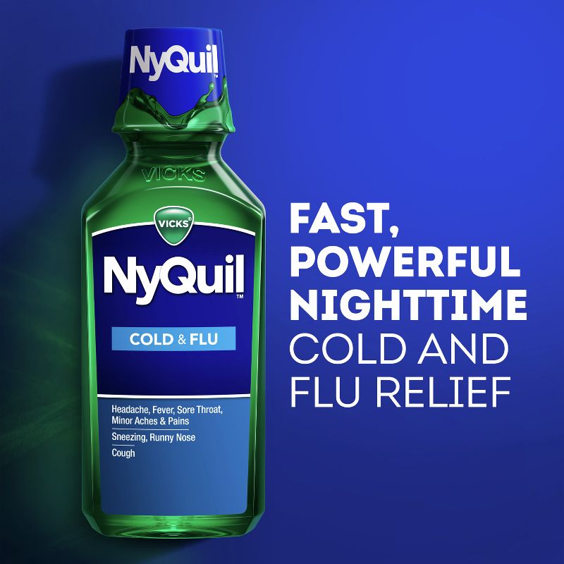 Vicks NyQuil Cold &#38; Flu Medicine Liquid - 12 fl oz, 5 of 10