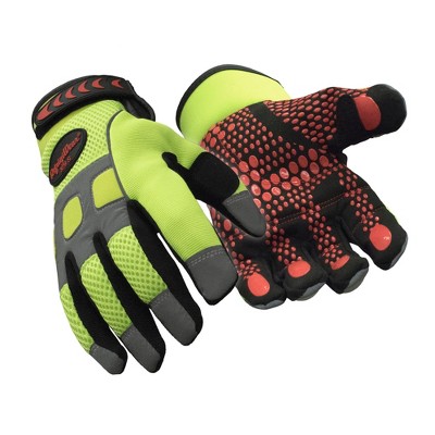 RefrigiWear Men's HiVis Ergo Grip Latex Coated Work Gloves High