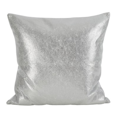Silver Shimmering Metallic Square Throw Pillow