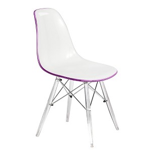 LeisureMod Cresco Mid-Century Modern Acrylic Dining Chair with Acrylic Dowel Eiffel Legs – Kitchen & Dining Room Chair - 1 of 4