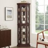 ChicFurnit Decorative Storage Cabinet Lighted Corner Curio Cabinet with Adjustable Shelves for Home Bar, Brown, 41.34"*18.7"*10.63" - 2 of 4