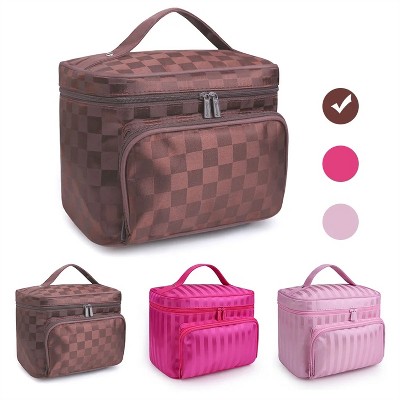 Makeup Bag Travel Cases Cosmetic Bag with Handle for Women Men Travel Organizers Coffee