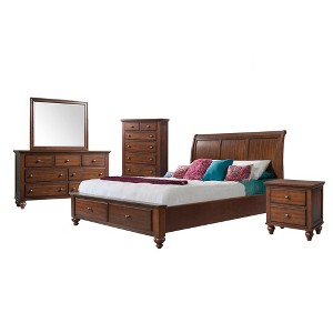 5pc Channing King Storage Bedroom Set Cherry - Picket House Furnishings