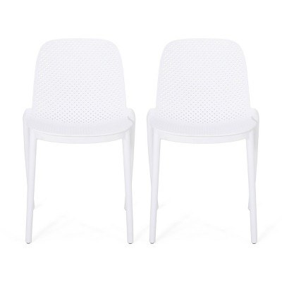 Ivy 2pk Resin Modern Stacking Dining Chairs - White - Christopher Knight Home