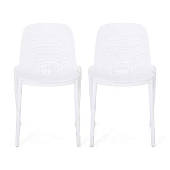 Ivy 2pk Resin Modern Stacking Dining Chairs - White - Christopher Knight Home