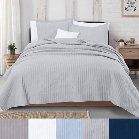 Great Bay Home Detailed Channel Stitch All-season Reversible Quilt Set ...