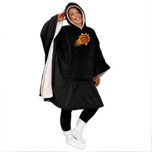 NBA Phoenix Suns Team Color Bloncho with Logo Patch and Faux Shearling Inside Throw Blanket - 1 of 3