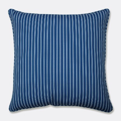 25" Resort Stripe Floor Pillow Blue - Pillow Perfect: Weather-Resistant, Indoor & Outdoor Use