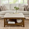 Large Linen Fabric Upholstered Coffee Table,Ottoman With Open Storage Shelf And Wooden Frame,Square Living Room Coffee Table-Coolbibila - 2 of 4