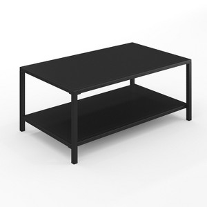 Martha Stewart Lily Pond Indoor-Outdoor Patio Coffee Table with Lower Shelf and Steel Frame in Black - 1 of 4