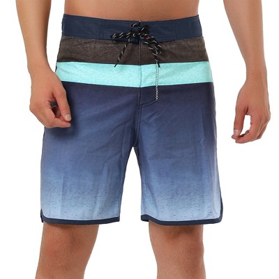 Lars Amadeus Men's Summer Color Block Shorts Drawstring Stripe Swim Beach Board Shorts