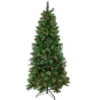 Northlight 7.5' Prelit Artificial Christmas Tree Medium Glittered Mixed Pine - Clear Lights