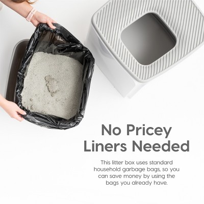 Gray Premium Top Entry Cat Litter Box with Scoop