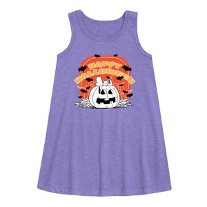 Girls' - Peanuts - Peanuts Retro Halloween Graphic Sleeveless Aline Dress - 1 of 4