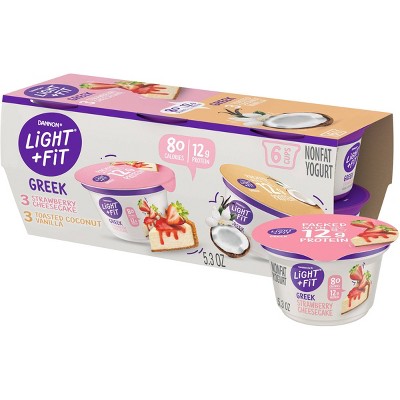 Light + Fit Nonfat Gluten-Free Variety Pack Greek Yogurt - 6ct/5.3oz Cups