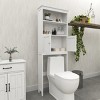 Over Toilet Rack 2-Tier Open Toilet Bathroom Storage, Wooden Free Standing Toilet Bathroom Organizer Cabinet With 2 Doors-Cuddlewood - 4 of 4