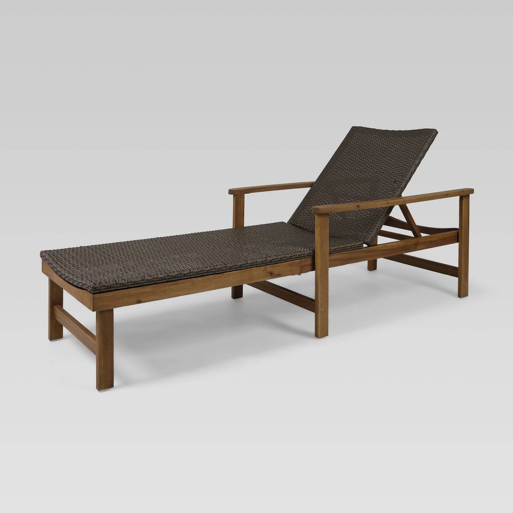 Hampton Acacia Chaise Lounge - Mixed Mocha - Christopher Knight Home