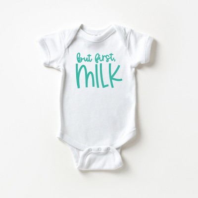 The Juniper Shop But First Milk Baby Bodysuit - 6mo - White