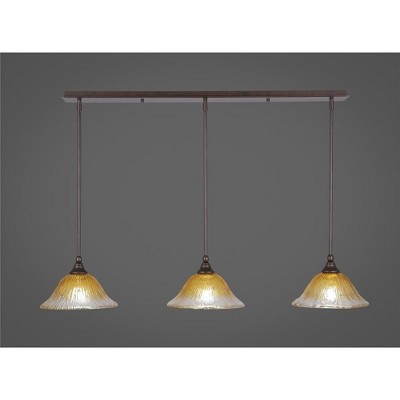 Toltec Lighting Any 3 - Light Chandelier in  Bronze with 10" Gold Champagne Crystal  Shade