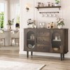 47" Sideboard Buffet Cabinet with Fluted Glass Doors & 3 Drawers, Mid-Century Credenza with Adjustable Shelves for Kitchen, Dining Room - 2 of 4