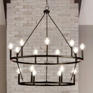 Urban Ambiance Luxury Modern Farmhouse Indoor Chandelier,  38-3/8''H x 35-1/2"W x 35-1/2''D,  Matte Black Finish, UHP4590 - 1 of 4