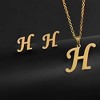 Initial Letter Pendant Necklace Earrings Set for Women Gold Plated Stainless Steel by Ginger Lyne - 2 of 4